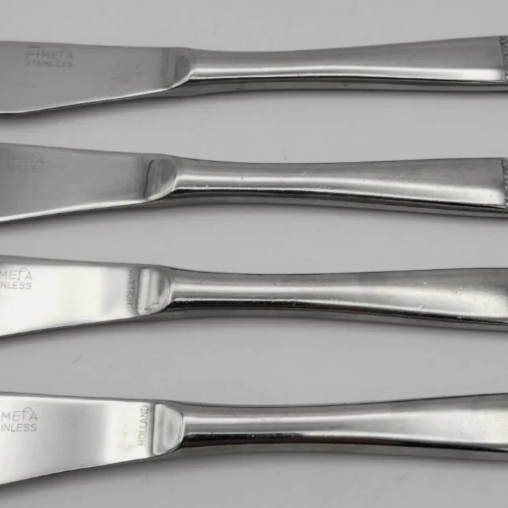 Vintage Amefa Holland Stainless Steel Dinner Knife Lot of 4 Knives Prestige Rare
